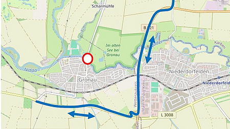 Eine Karte der Sperrung.