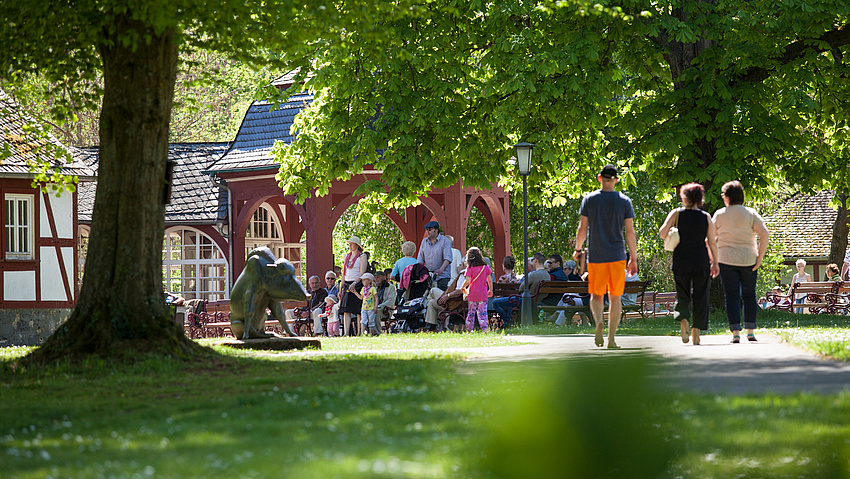 Der grüne Kurpark in Bad Salzhausen lädt zum Entspannen ein (Foto: Linz Cinematographie) Der grüne Kurpark in Bad Salzhausen lädt zum Verweilen und Entspannen ein (Foto: Linz Cinematographie)