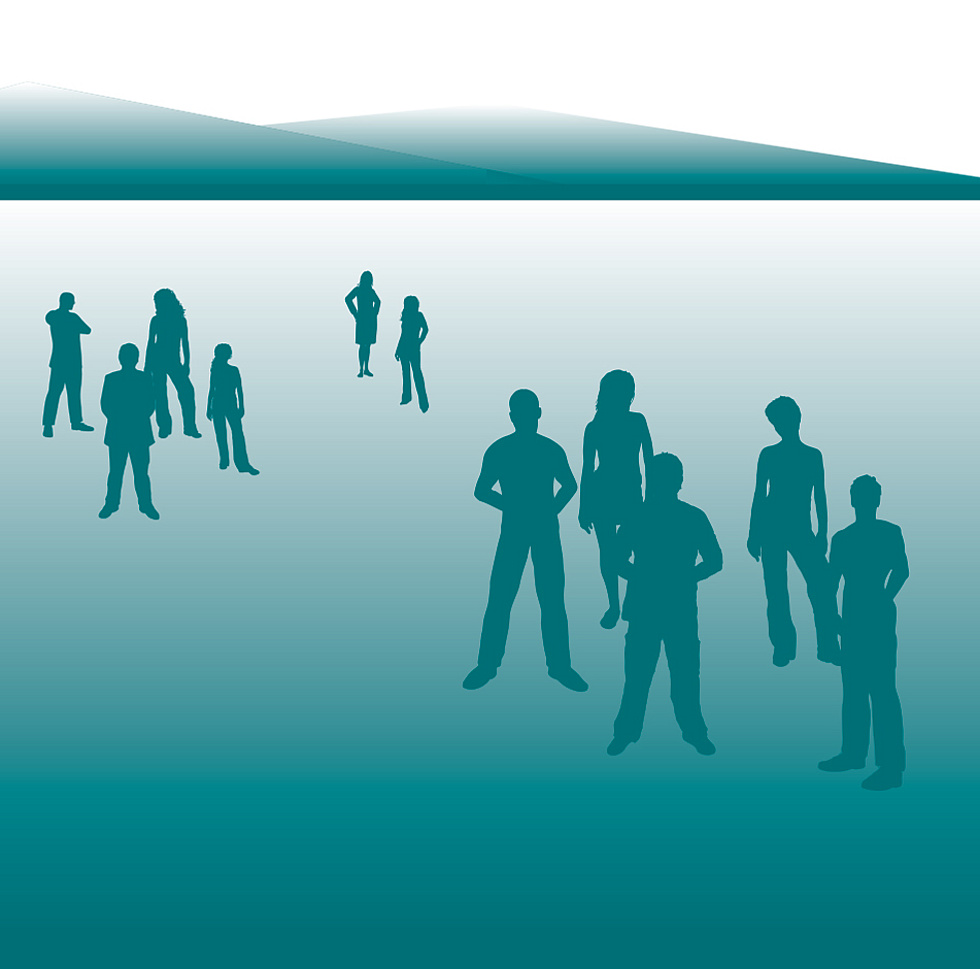 Grafik mit Silhouetten verschiedener Menschen