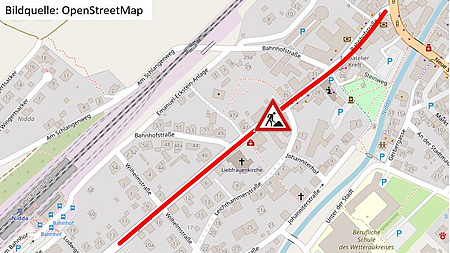 Eine Grafik zeigt die Sperrung auf einer Karte.