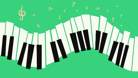 Klaviertasten und Musiknoten