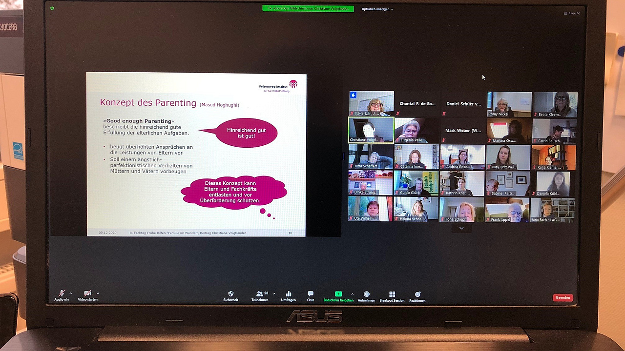 Bildschirm - Teilnehmer der Onlineveranstaltung in Zoom-Kacheln