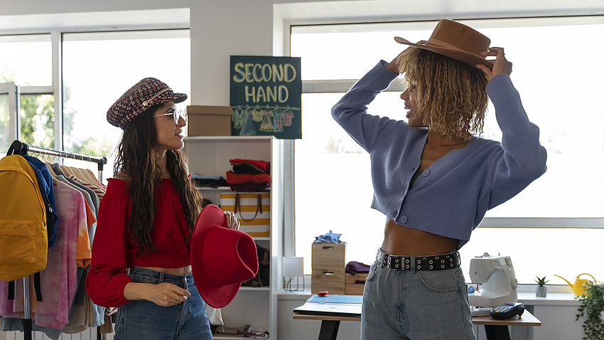 Zwei Frauen im Second-Hand-Shop