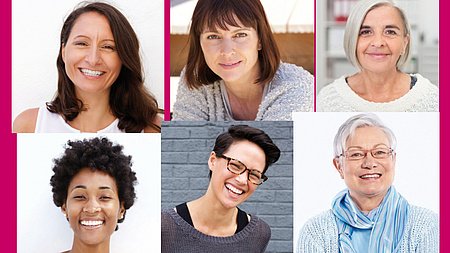 6 Frauen im Portrait in der Art von Passbildern