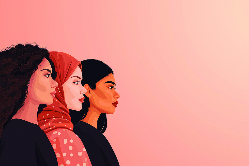 gemaltes Profil von drei Frauen