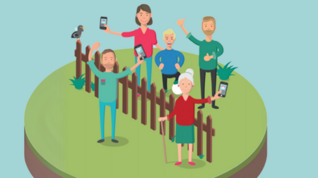 Symbolbild: Animierte Männchen mit Handys winken.