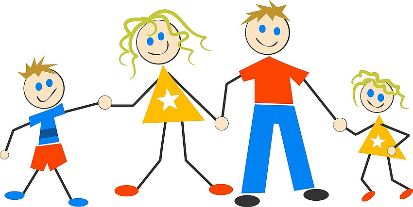 Zeichnung von Familie mit zwei Kindern