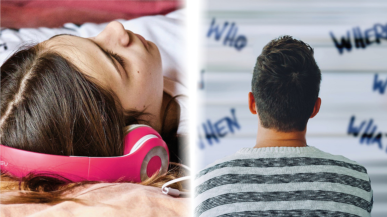 Jungendliche mit Kopfhörer, Jugendlicher mit Freagen