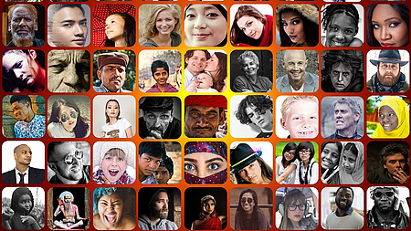 Montage aus vielen Porträtfotos.